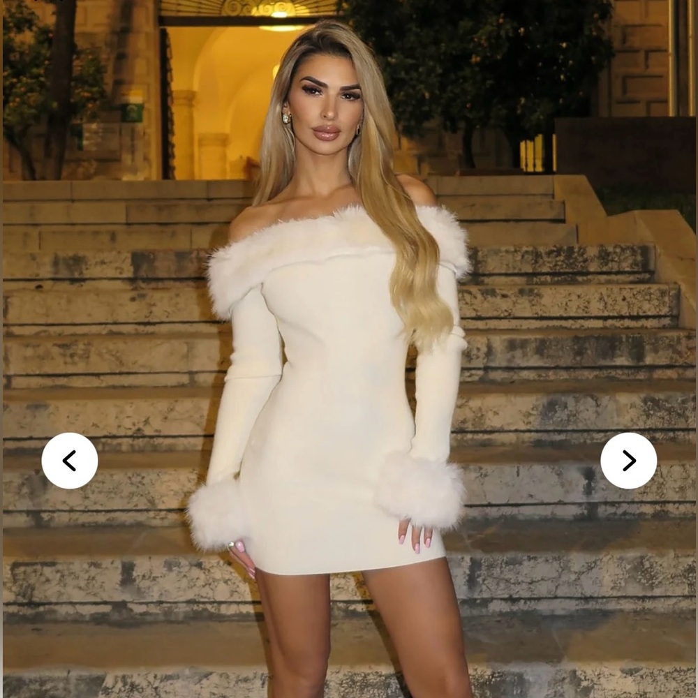 So Purrfect Sweater Mini Dress Holiday White Fur Mini Dress